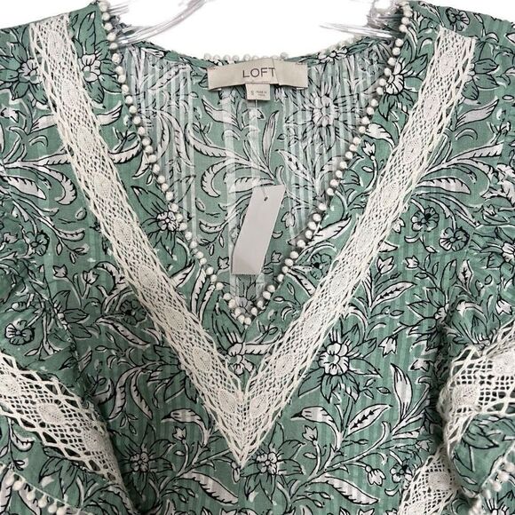 Loft Spring Bloom Lacy Ruffle Peplum Top Size Small - Picture 5 of 11